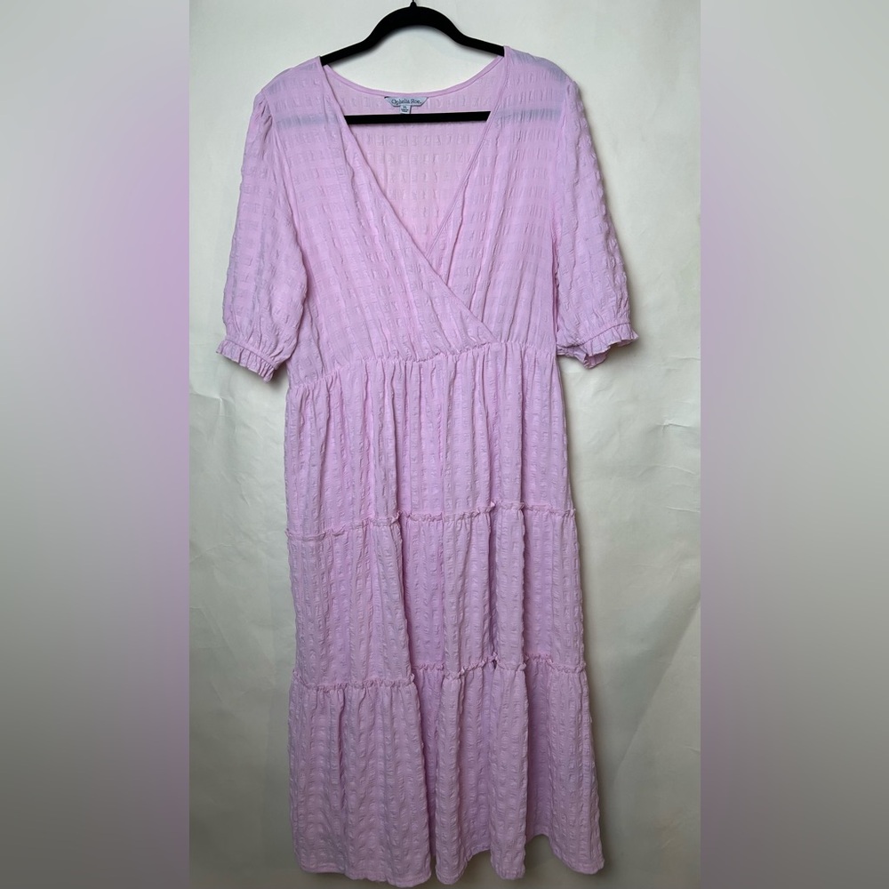 Pink Tiered Maxi Sundress with Puff Sleeves